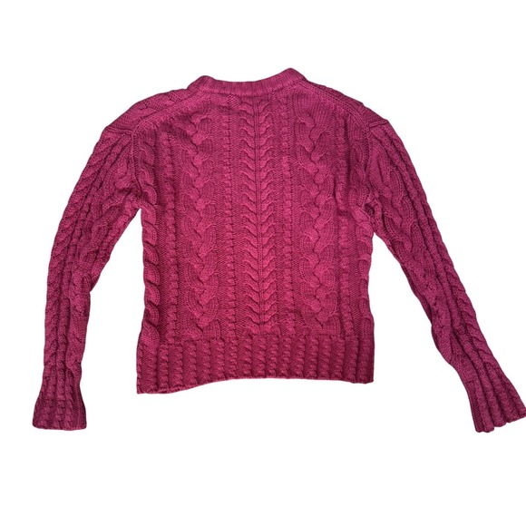J. CREW Cable-knit crewneck sweater mulberry XXS NWT - Picture 4 of 9